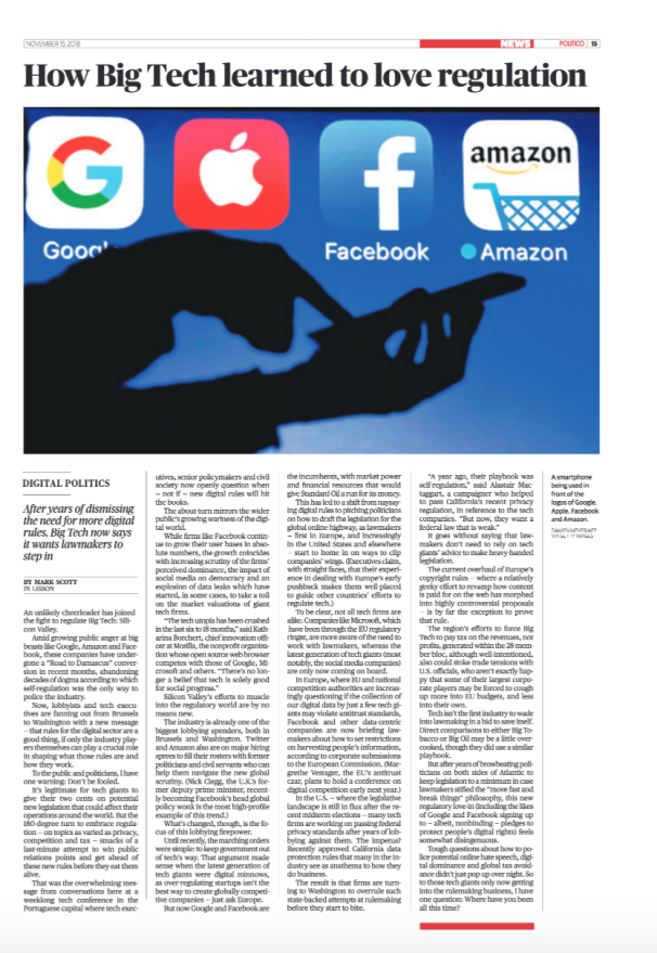 A picture of a page I designed for POLITICO Europe.